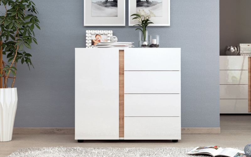 Comoda Omonia M, alb + stejar sonoma  3