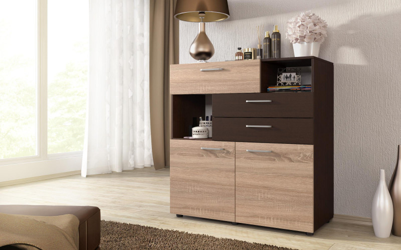 Comoda Smart, wenge + stejar sonoma  1