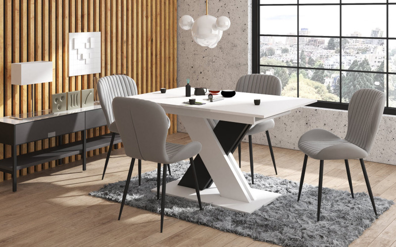 Masa dining extensibila Patricia 1, alb + negru  1