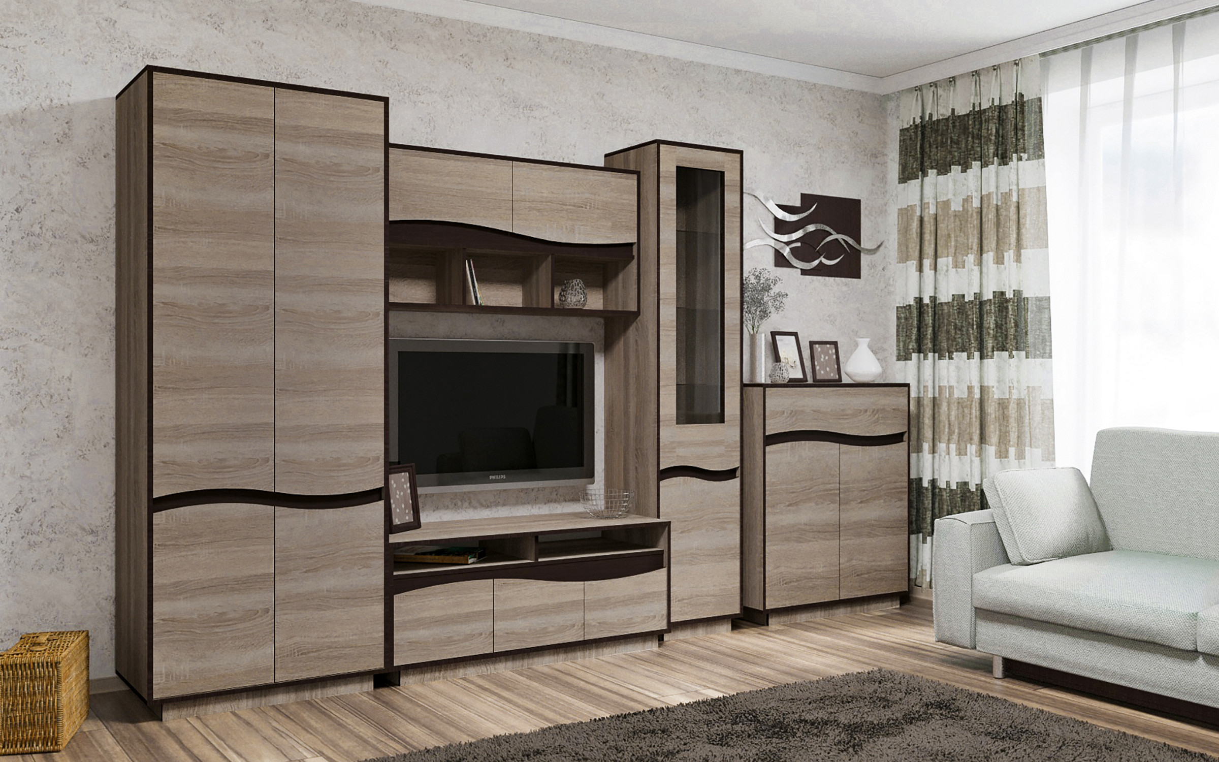 Comoda Viela, sonoma truffle + wenge magia  3