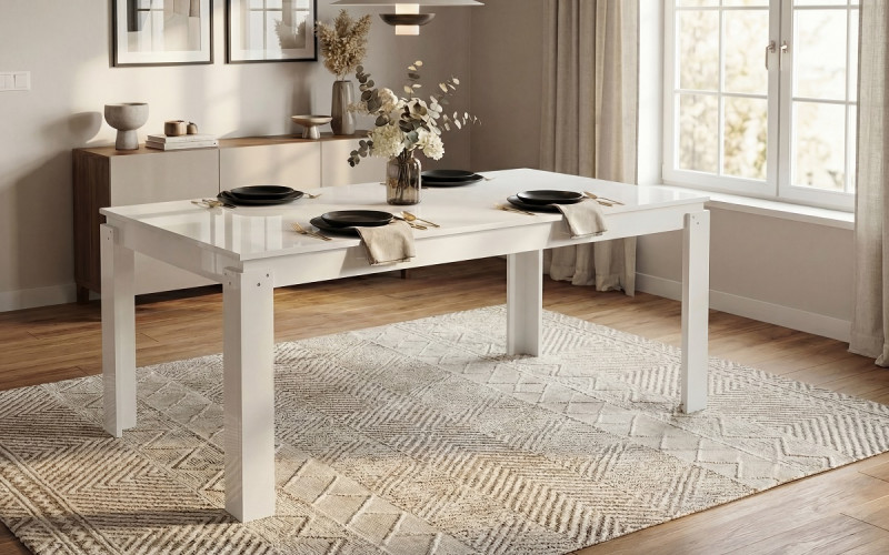 Masa dining Fenix 160, alb lucios  1
