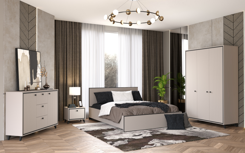 Set dormitor 160/200 Tirena, casmir + negru  1
