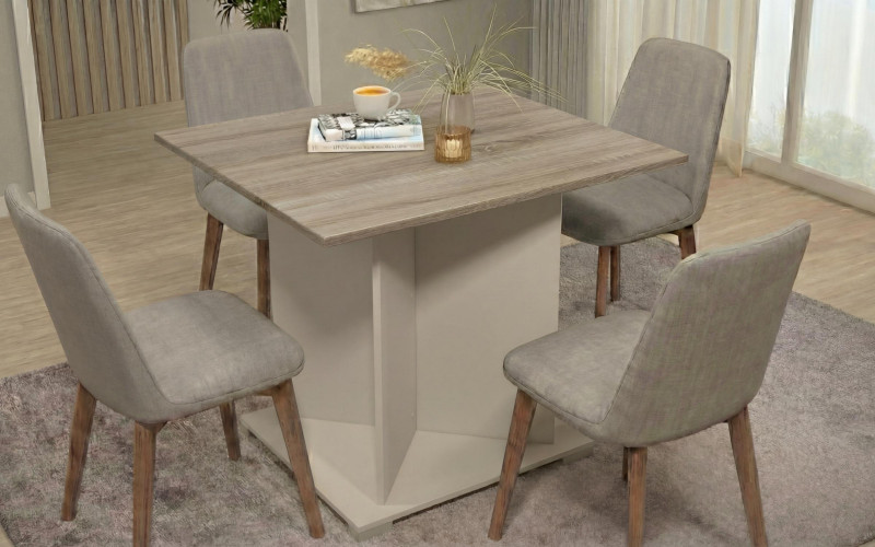 Masa dining Aurea XL + MDF, nisipiu mat + stejar sonoma  1
